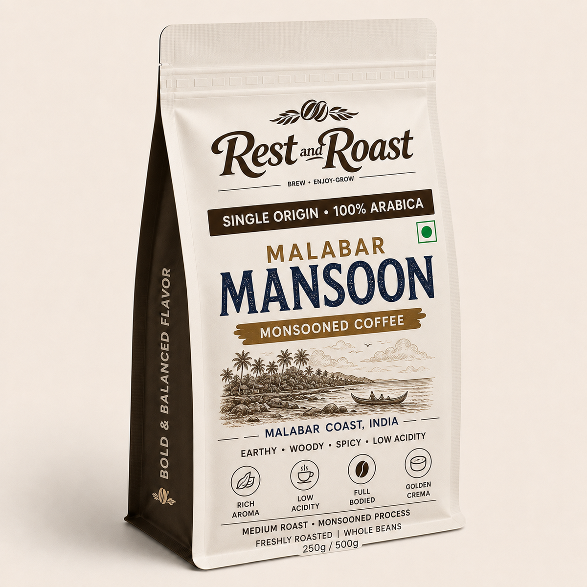 Rest & Roast – Malabar Monsooned | Single Origin 100% Arabica Coffee